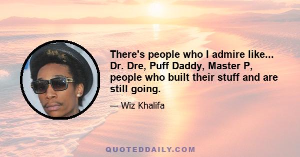 There's people who I admire like... Dr. Dre, Puff Daddy, Master P, people who built their stuff and are still going.