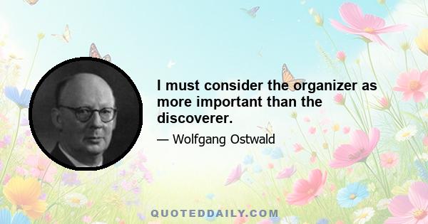 I must consider the organizer as more important than the discoverer.