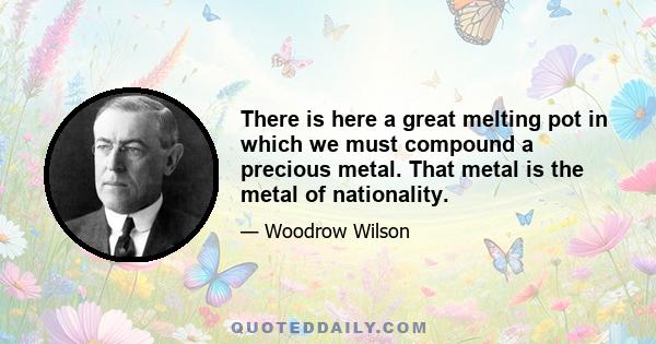 There is here a great melting pot in which we must compound a precious metal. That metal is the metal of nationality.