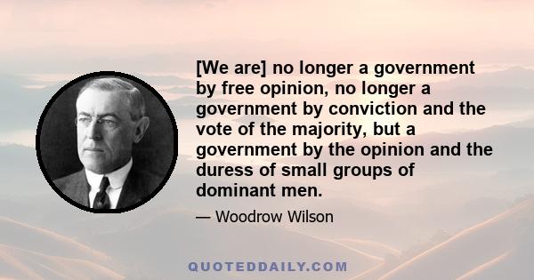 [We are] no longer a government by free opinion, no longer a government by conviction and the vote of the majority, but a government by the opinion and the duress of small groups of dominant men.