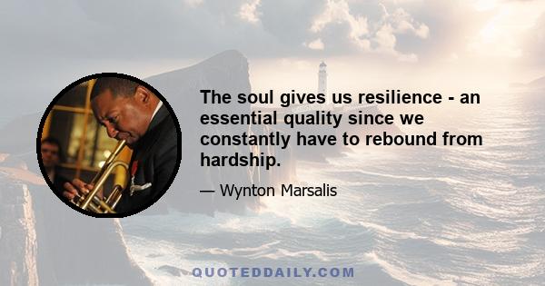 The soul gives us resilience - an essential quality since we constantly have to rebound from hardship.