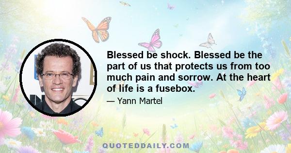 Blessed be shock. Blessed be the part of us that protects us from too much pain and sorrow. At the heart of life is a fusebox.