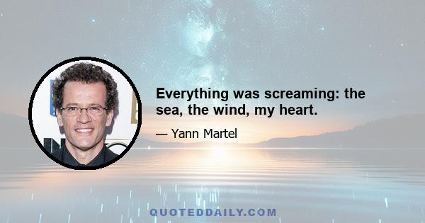 Everything was screaming: the sea, the wind, my heart.