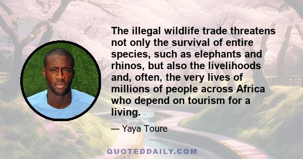 The illegal wildlife trade threatens not only the survival of entire species, such as elephants and rhinos, but also the livelihoods and, often, the very lives of millions of people across Africa who depend on tourism