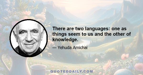 There are two languages: one as things seem to us and the other of knowledge.