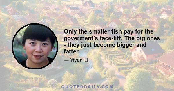 Only the smaller fish pay for the goverment's face-lift. The big ones - they just become bigger and fatter.