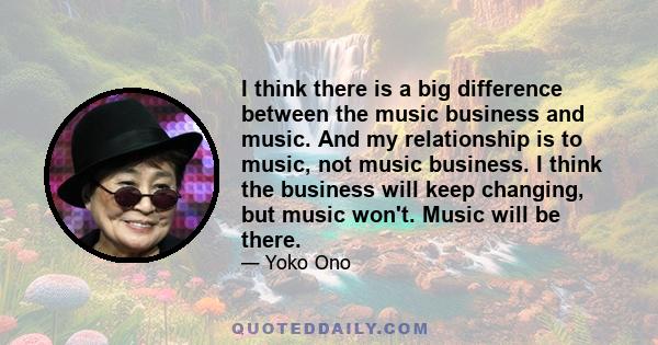 I think there is a big difference between the music business and music. And my relationship is to music, not music business. I think the business will keep changing, but music won't. Music will be there.