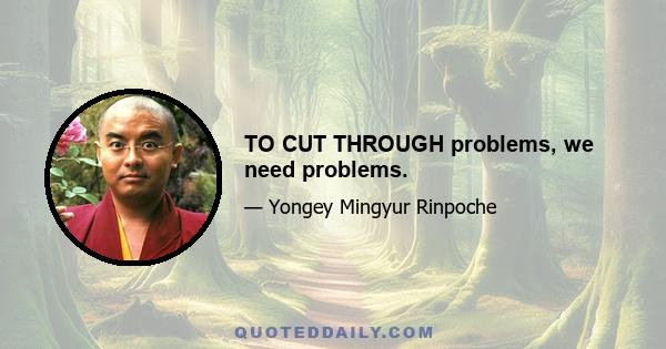 TO CUT THROUGH problems, we need problems.