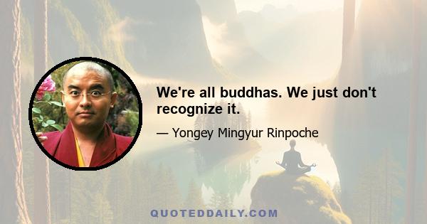 We're all buddhas. We just don't recognize it.