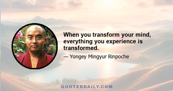 When you transform your mind, everything you experience is transformed.