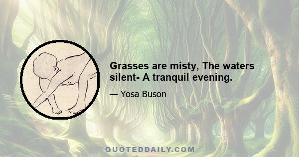 Grasses are misty, The waters silent- A tranquil evening.