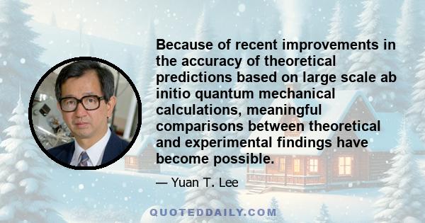 Because of recent improvements in the accuracy of theoretical predictions based on large scale ab initio quantum mechanical calculations, meaningful comparisons between theoretical and experimental findings have become