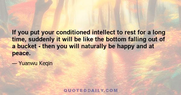 If you put your conditioned intellect to rest for a long time, suddenly it will be like the bottom falling out of a bucket - then you will naturally be happy and at peace.