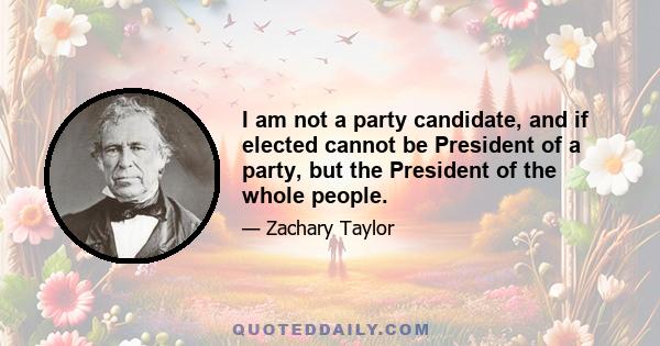 I am not a party candidate, and if elected cannot be President of a party, but the President of the whole people.