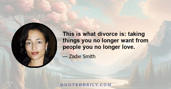 This is what divorce is: taking things you no longer want from people you no longer love.