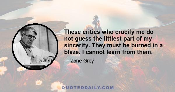 These critics who crucify me do not guess the littlest part of my sincerity. They must be burned in a blaze. I cannot learn from them.