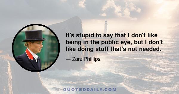 It's stupid to say that I don't like being in the public eye, but I don't like doing stuff that's not needed.