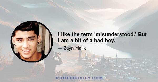 I like the term 'misunderstood.' But I am a bit of a bad boy.