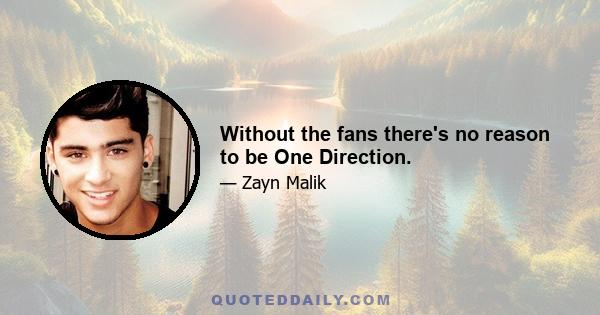 Without the fans there's no reason to be One Direction.