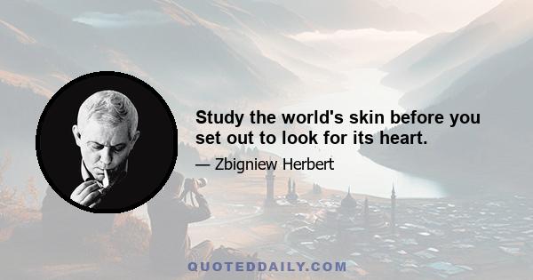 Study the world's skin before you set out to look for its heart.