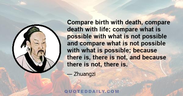 Compare birth with death, compare death with life; compare what is possible with what is not possible and compare what is not possible with what is possible; because there is, there is not, and because there is not,