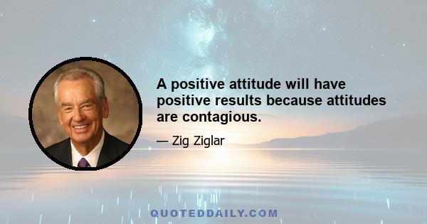 A positive attitude will have positive results because attitudes are contagious.