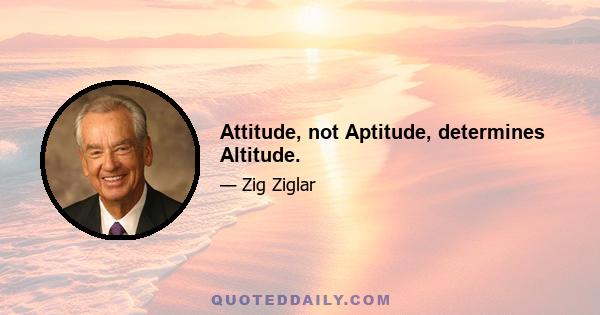 Attitude, not Aptitude, determines Altitude.