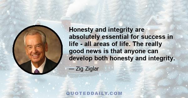 Honesty and integrity are absolutely essential for success in life - all areas of life. The really good news is that anyone can develop both honesty and integrity.