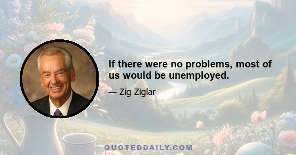 If there were no problems, most of us would be unemployed.