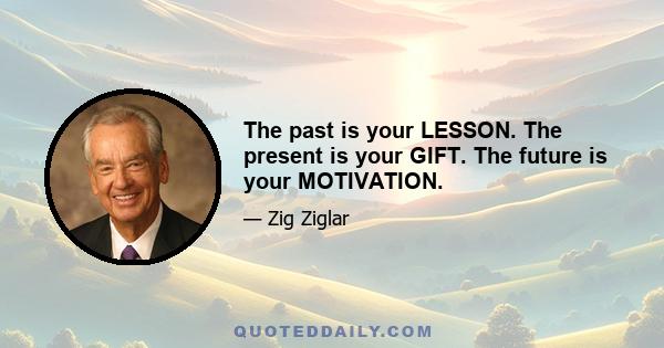 The past is your LESSON. The present is your GIFT. The future is your MOTIVATION.