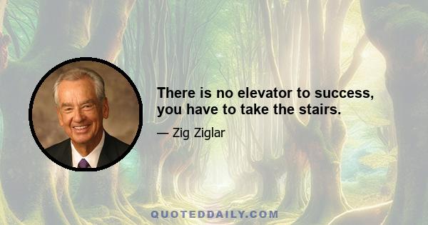 There is no elevator to success, you have to take the stairs.