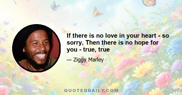 If there is no love in your heart - so sorry, Then there is no hope for you - true, true