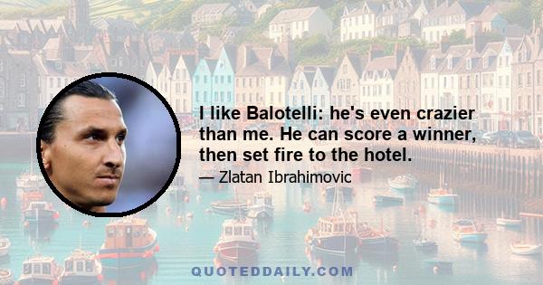 I like Balotelli: he's even crazier than me. He can score a winner, then set fire to the hotel.