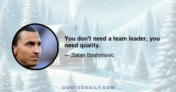 You don't need a team leader, you need quality.