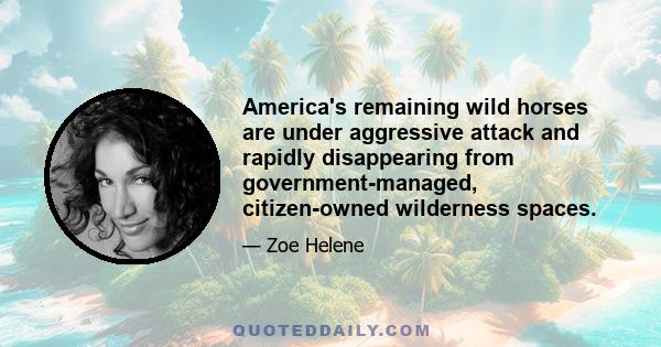 America's remaining wild horses are under aggressive attack and rapidly disappearing from government-managed, citizen-owned wilderness spaces.