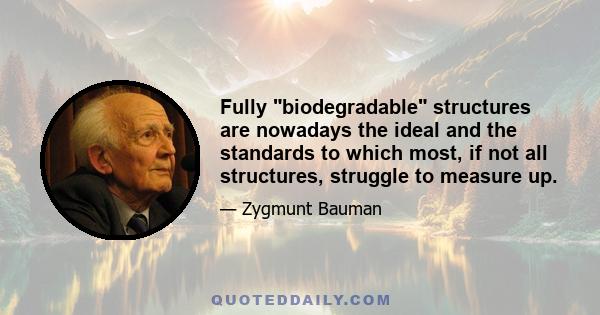 Fully biodegradable structures are nowadays the ideal and the standards to which most, if not all structures, struggle to measure up.